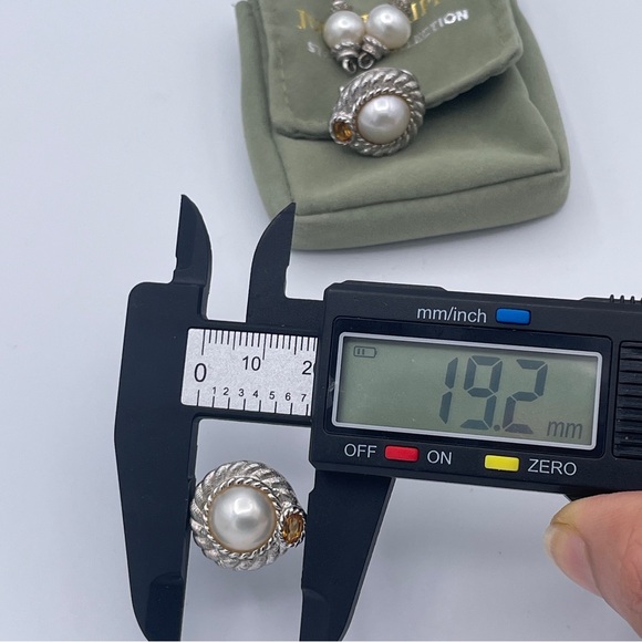 Judith Ripka Convertible Earrings 925 Sterling Silver Freshwater Pearl Citrine - Picture 7 of 10